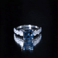 3 Carat Asscher Cut London Blue Topaz Solitaire Engagement Ring with Moissanite