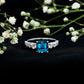 3 Carat Asscher Cut London Blue Topaz Solitaire Engagement Ring with Moissanite