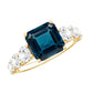 3 Carat Asscher Cut London Blue Topaz Solitaire Engagement Ring with Moissanite