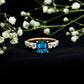 3 Carat Asscher Cut London Blue Topaz Solitaire Engagement Ring with Moissanite