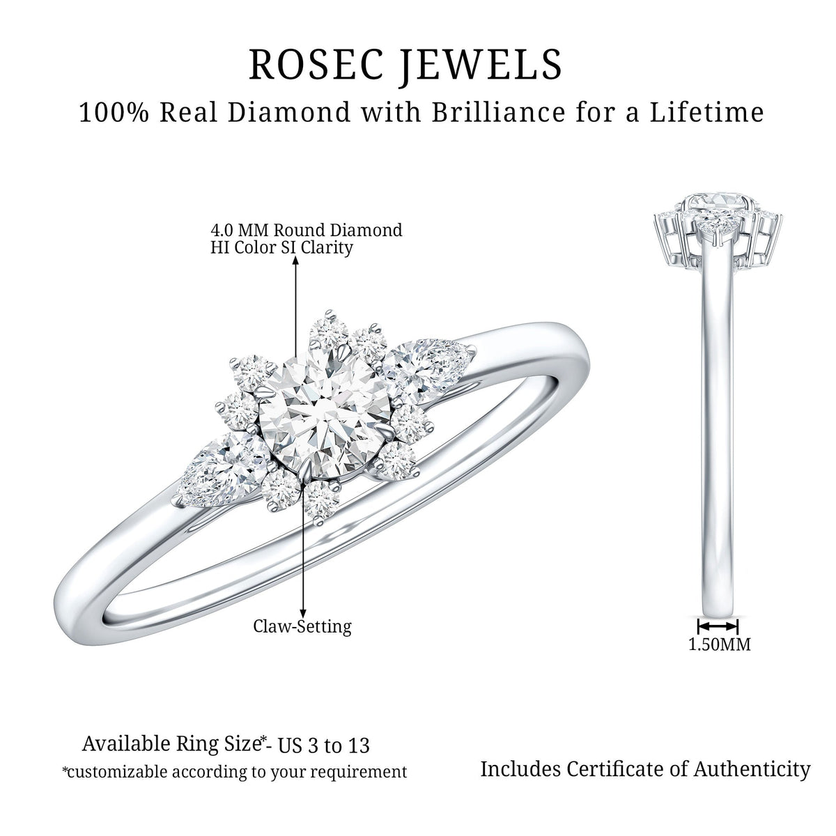 Natural Diamond Promise Ring with Certificate