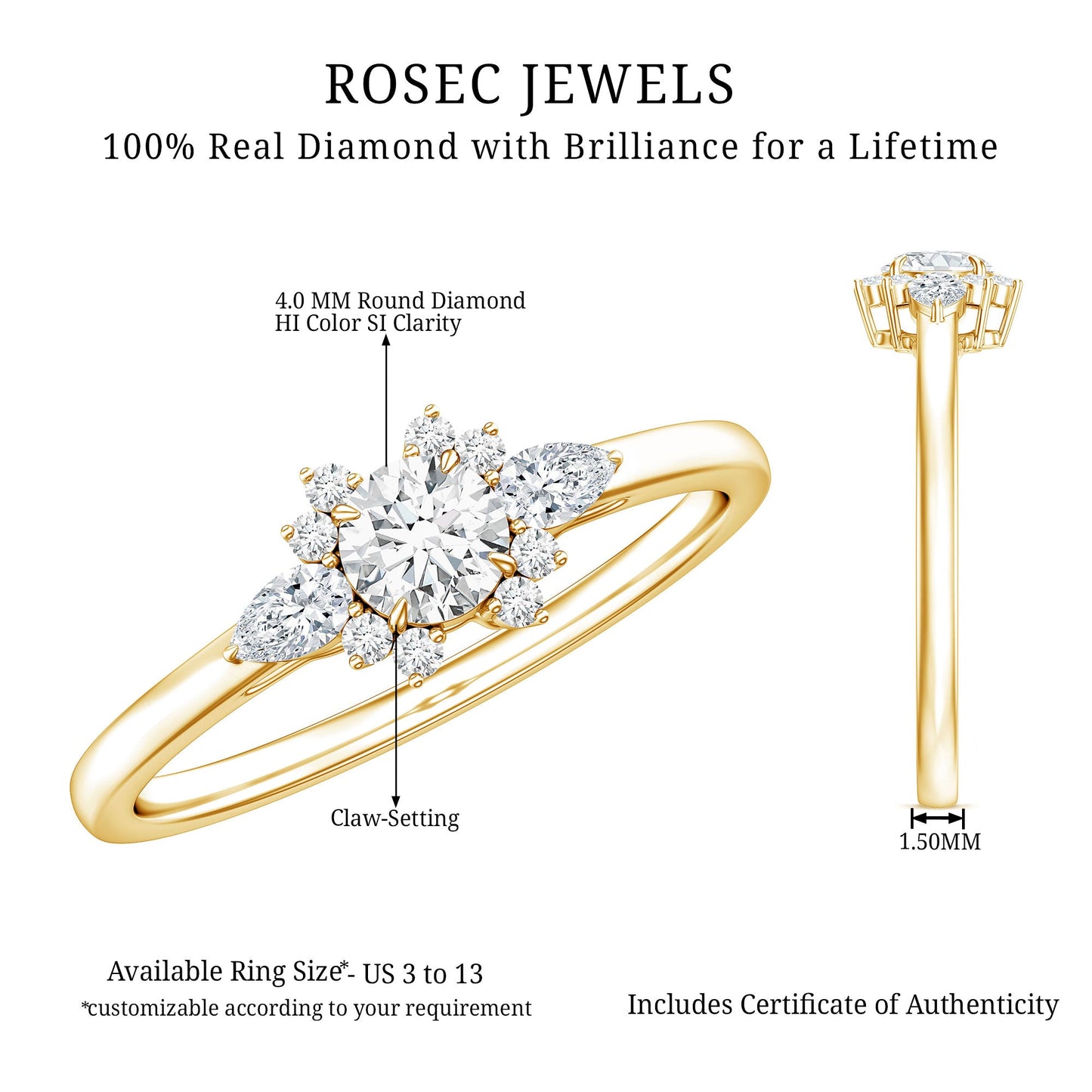 Natural Diamond Promise Ring with Certificate