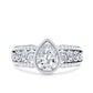 Bezel Set Moissanite Pear Engagement Ring with Filigree Details