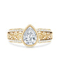 Bezel Set Moissanite Pear Engagement Ring with Filigree Details