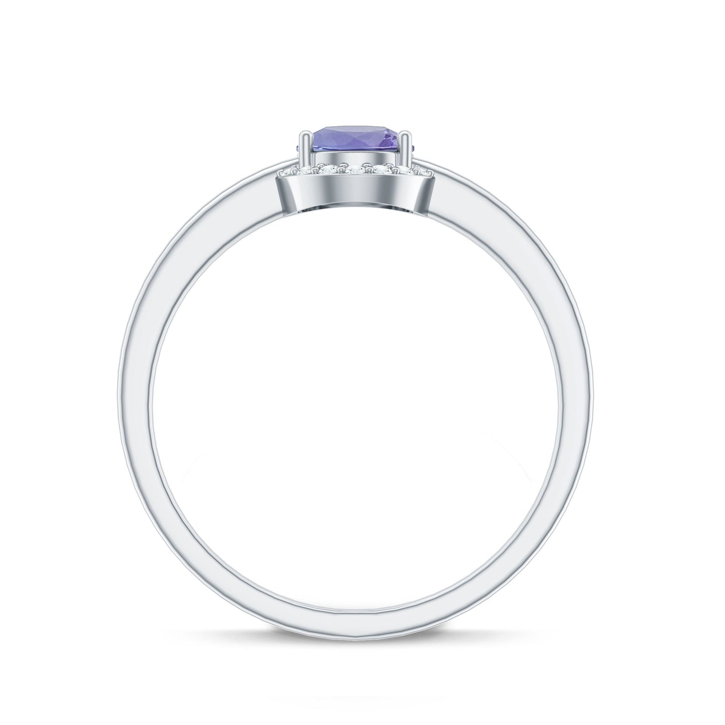 Anillo de compromiso de tanzanita natural con halo de diamantes