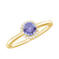 Anillo de compromiso de tanzanita natural con halo de diamantes