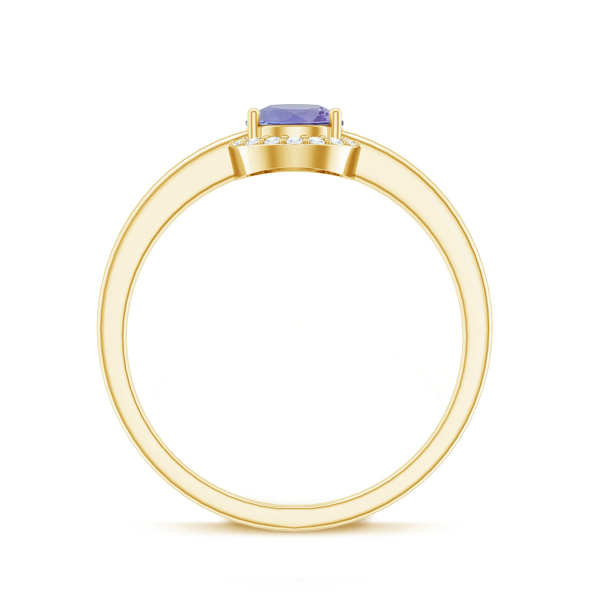 Anillo de compromiso de tanzanita natural con halo de diamantes