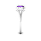 Genuine 2 Carat Amethyst Cushion Cut Engagement Ring with Diamond