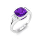 Genuine 2 Carat Amethyst Cushion Cut Engagement Ring with Diamond