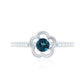 0.6 Carat Round London Blue Topaz Flower Promise Ring with Diamond