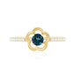 0.6 Carat Round London Blue Topaz Flower Promise Ring with Diamond
