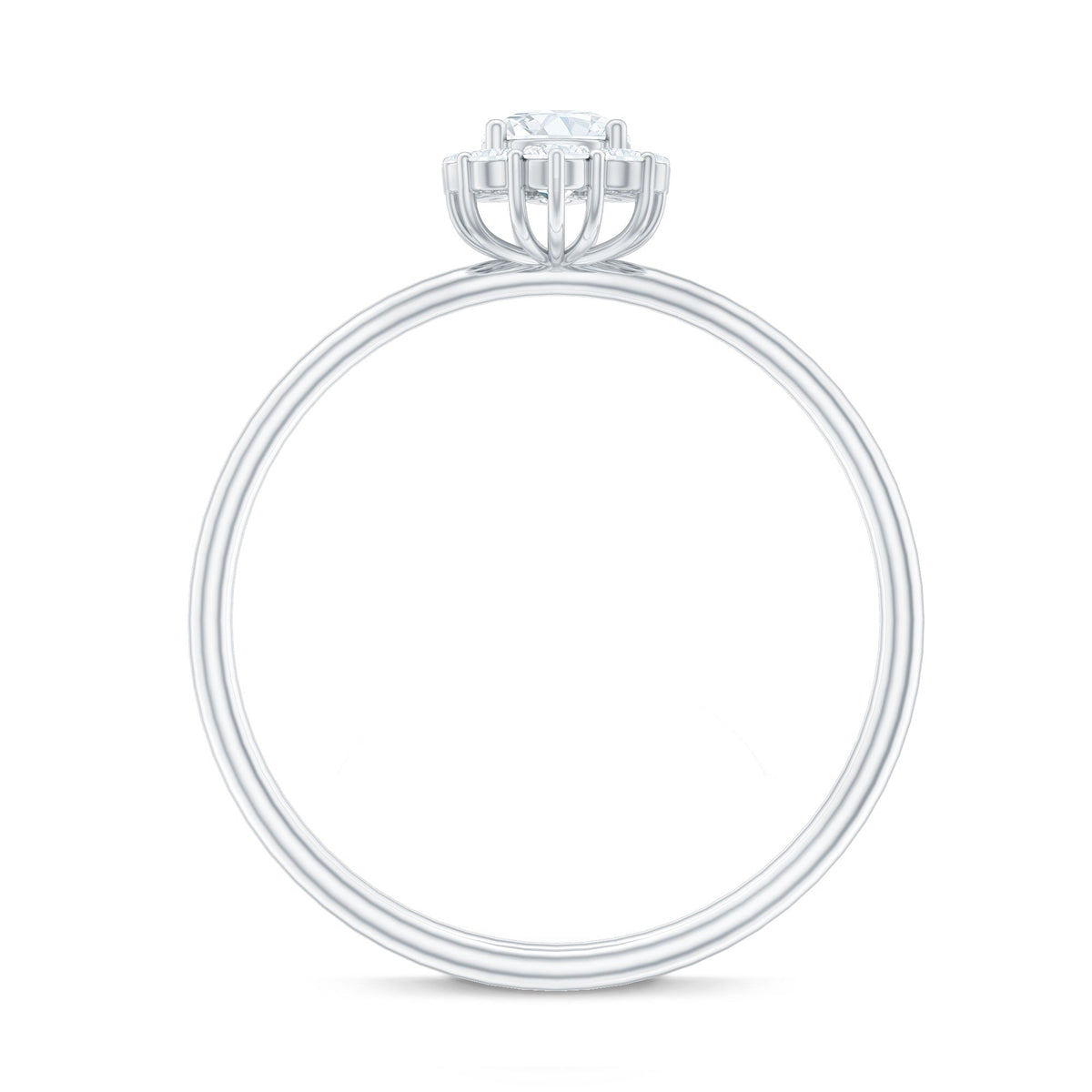 Minimal Real Diamond Engagement Ring with Halo