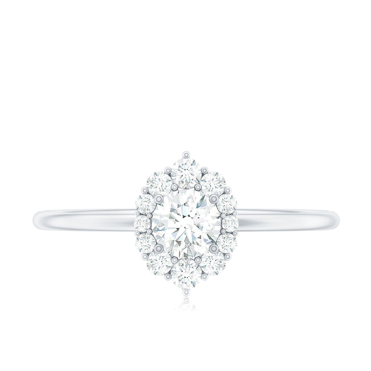 Minimal Real Diamond Engagement Ring with Halo