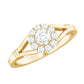Natural Diamond Halo Engagement Ring with Split Shank