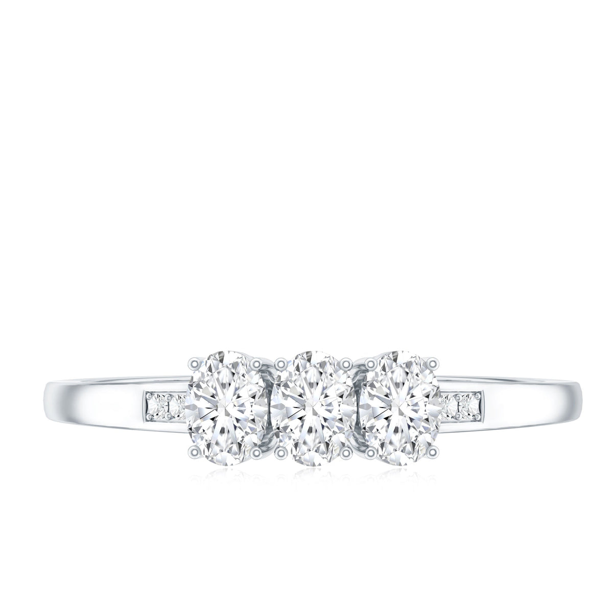 Lab Grown Oval Diamond 3 Stone Engagement Ring