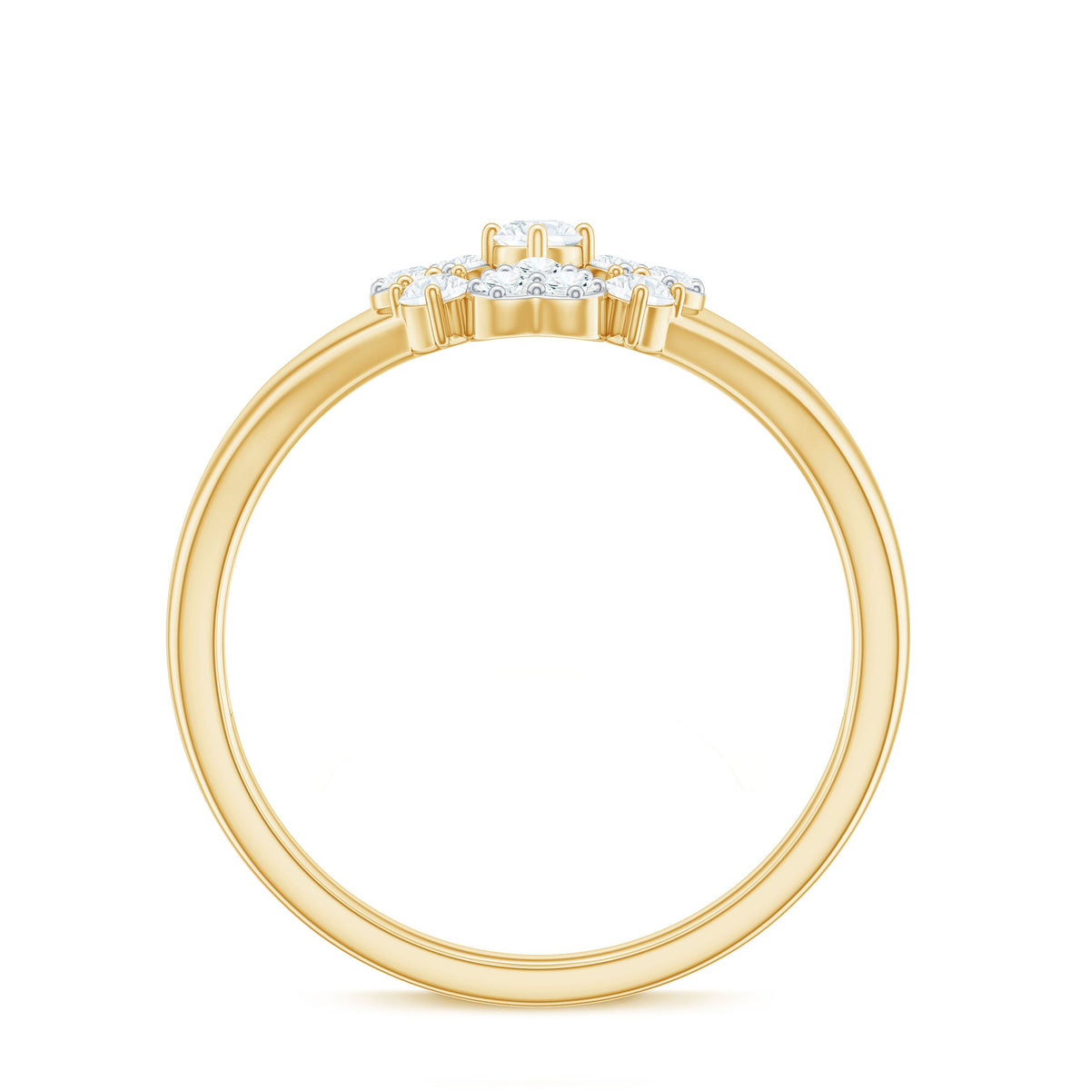 Natural Diamond Flower Engagement Ring in Illusion Set