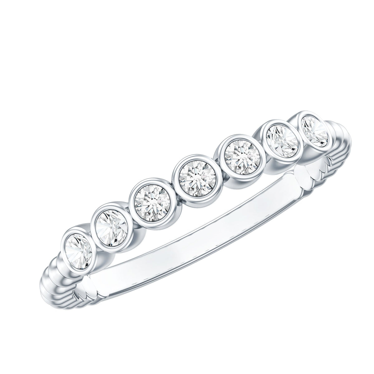 Anillo de media eternidad con diamantes redondos engastados en bisel
