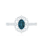 Anillo de compromiso vintage de topacio azul Londres talla ovalada de 0,4 quilates con diamantes