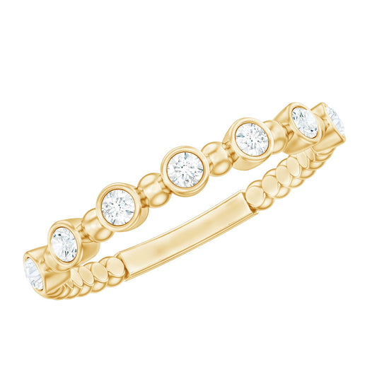 Anillo de eternidad apilable con detalles de cuentas y diamantes auténticos