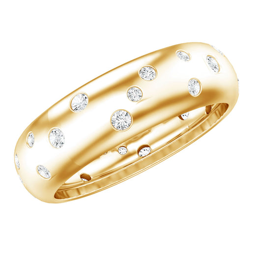 Anillo ancho de boda de moissanita dispersa