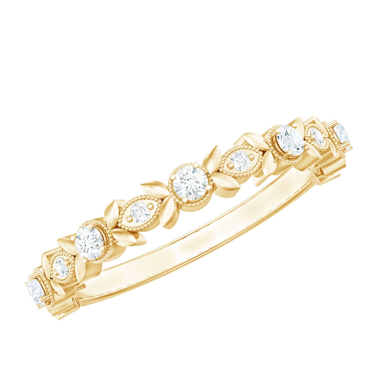 Anillo de boda de diamantes inspirado en la naturaleza