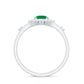 Anillo de Promesa de Esmeralda de Talla Redonda de 0.4 Quilates con Halo de Diamantes