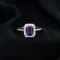 1.4 Carat Amethyst Emerald Cut Engagement Ring with Diamond Halo