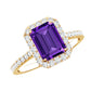 1.4 Carat Amethyst Emerald Cut Engagement Ring with Diamond Halo