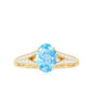 Genuine 1 Carat Oval Aquamarine Engagement Ring with Diamond Split Shank