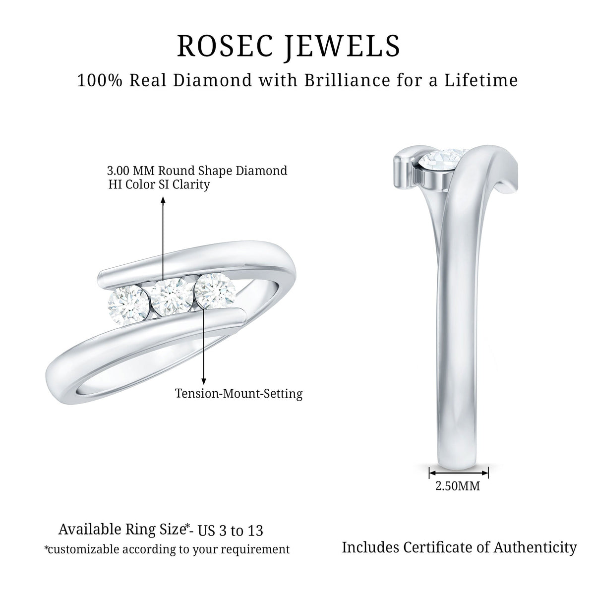 Certified Diamond Three Stone Promise Ring