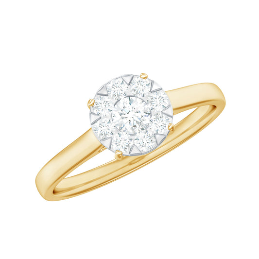 Anillo de promesa de diamante natural con engaste de ilusión