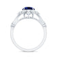 Certified 2.7 Carat Lab Grown Blue Sapphire Flower Engagement Ring with Diamond