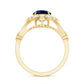 Certified 2.7 Carat Lab Grown Blue Sapphire Flower Engagement Ring with Diamond