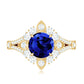 Certified 2.7 Carat Lab Grown Blue Sapphire Flower Engagement Ring with Diamond