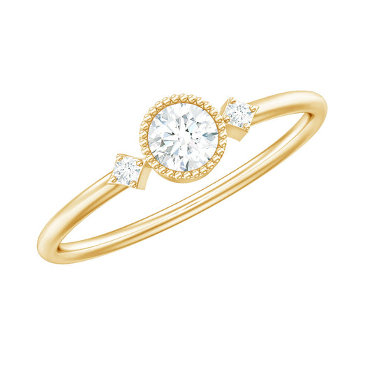 Anillo de promesa minimalista de diamante con engaste biselado