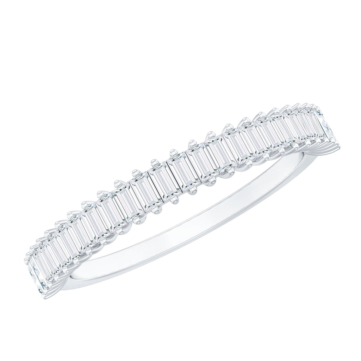Natural Baguette Diamond Half Eternity Ring for Anniversary