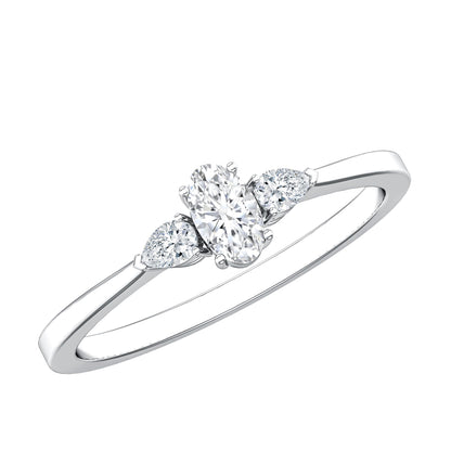Real Diamond 3 Stone Promise Ring for Valentines