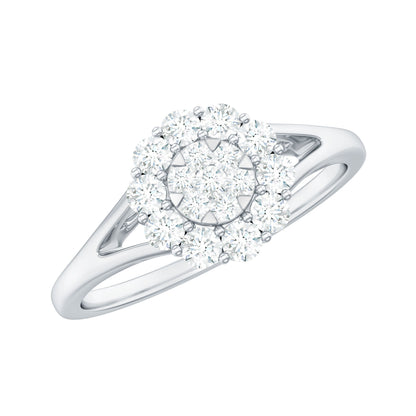Certified Real Diamond Cluster Ring with Halo