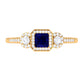 Real Blue Sapphire Princess Cut Blue Sapphire Engagement Ring with Diamond