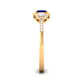Real Blue Sapphire Princess Cut Blue Sapphire Engagement Ring with Diamond