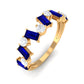 Anillo de Media Alianza con Zafiro Azul Baguette y Diamantes Genuinos