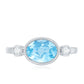 Bezel Set Aquamarine and Diamond East West Engagement Ring