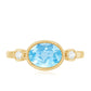 Bezel Set Aquamarine and Diamond East West Engagement Ring