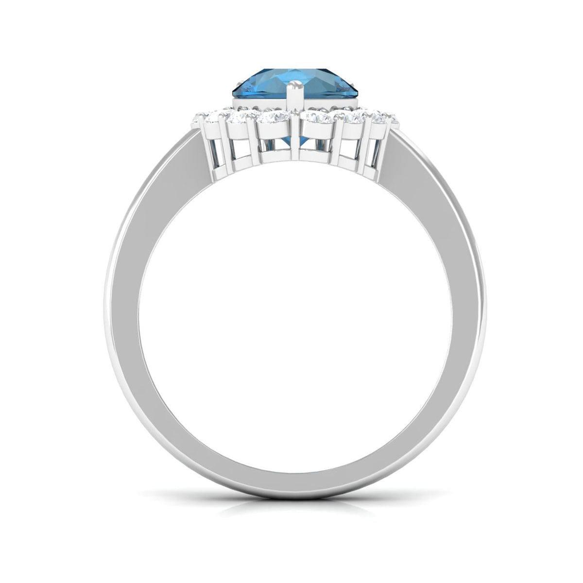 1.7 Carat Pear Shape London Blue Topaz Halo Engagement Ring with Diamond