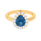 1.7 Carat Pear Shape London Blue Topaz Halo Engagement Ring with Diamond