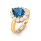 1.7 Carat Pear Shape London Blue Topaz Halo Engagement Ring with Diamond