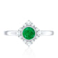 Natural Bezel Set 0.4 Carat Emerald Flower Engagement Ring with Diamond