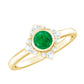 Natural Bezel Set 0.4 Carat Emerald Flower Engagement Ring with Diamond