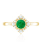 Natural Bezel Set 0.4 Carat Emerald Flower Engagement Ring with Diamond
