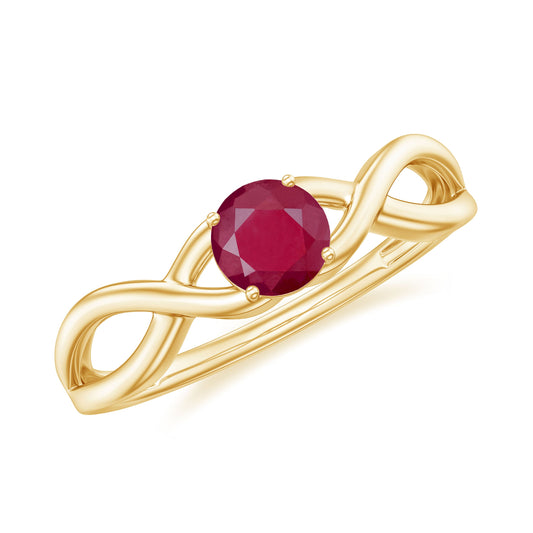 Anillo de Promesa de Rubí Natural de 0.6 Quilates con Brazo Cruzado